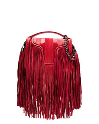 Красная кожаная сумка через плечо c бахромой от Andrea Bogosian