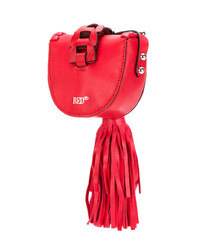 Красная кожаная сумка через плечо c бахромой от RED Valentino