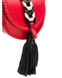 Красная кожаная сумка через плечо c бахромой от RED Valentino