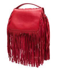 Красная кожаная сумка через плечо c бахромой от Andrea Bogosian