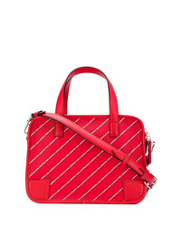 Красная кожаная сумка через плечо в вертикальную полоску от Karl Lagerfeld
