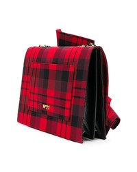 Красная кожаная сумка через плечо в шотландскую клетку от N°21