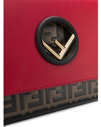 Красная кожаная сумка через плечо с принтом от Fendi