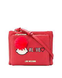 Красная кожаная сумка через плечо с принтом от Love Moschino
