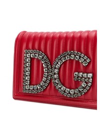 Красная кожаная сумка через плечо с украшением от Dolce & Gabbana