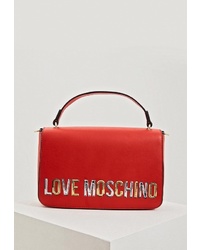 Красная кожаная сумка через плечо с украшением от Love Moschino