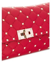 Красная кожаная сумка через плечо с украшением от Valentino