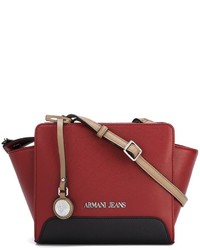 Красная кожаная сумка через плечо от Armani Jeans
