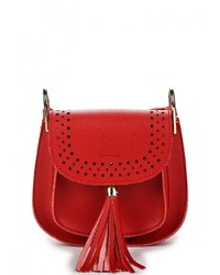 Красная кожаная сумка через плечо от Baggini