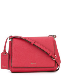 Красная кожаная сумка через плечо от DKNY