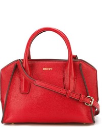 Красная кожаная сумка через плечо от DKNY