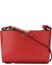 Красная кожаная сумка через плечо от Emporio Armani