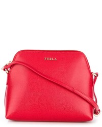 Красная кожаная сумка через плечо от Furla