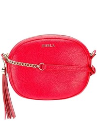 Красная кожаная сумка через плечо от Furla