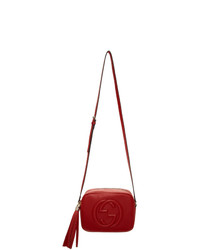 Красная кожаная сумка через плечо от Gucci