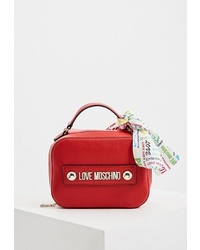 Красная кожаная сумка через плечо от Love Moschino