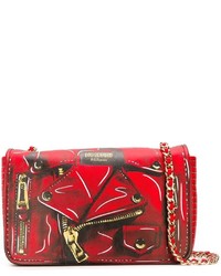 Красная кожаная сумка через плечо от Moschino