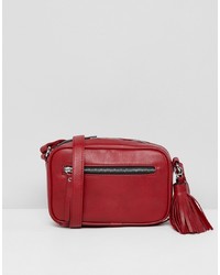 Красная кожаная сумка через плечо от Pull&Bear