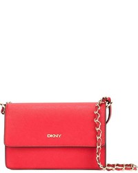 Женская красная кожаная сумка от DKNY