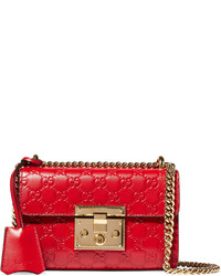 Женская красная кожаная сумка от Gucci