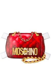 Женская красная кожаная сумка от Moschino