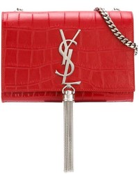 Женская красная кожаная сумка от Saint Laurent