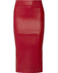 Красная кожаная юбка-карандаш от Zero Maria Cornejo
