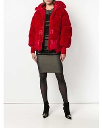 Красная короткая шуба от Tom Ford