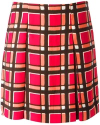 Красная короткая юбка-солнце в шотландскую клетку