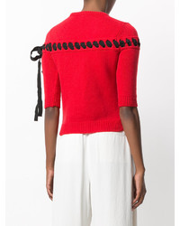 Красная кружевная вязаная блузка от Fendi