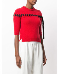 Красная кружевная вязаная блузка от Fendi