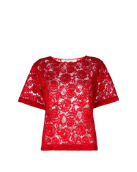 Женская красная кружевная футболка с круглым вырезом от Miahatami