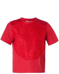 Женская красная кружевная футболка от Christopher Kane