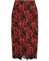 Красная кружевная юбка в мелкую клетку от Preen by Thornton Bregazzi