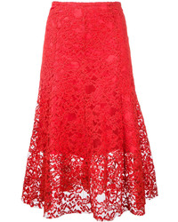 Красная кружевная юбка с цветочным принтом от CITYSHOP