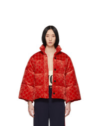 Женская красная куртка-пуховик от Gucci
