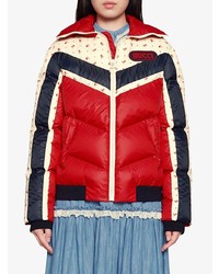 Женская красная куртка-пуховик от Gucci