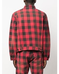 Мужская красная куртка-рубашка в клетку от Moschino