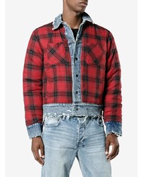 Мужская красная куртка-рубашка в клетку от Amiri