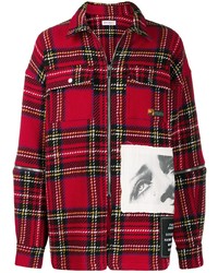 Мужская красная куртка-рубашка в шотландскую клетку от Palm Angels