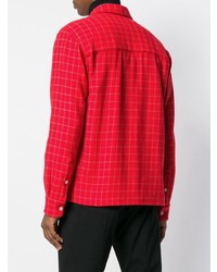 Мужская красная куртка-рубашка с принтом от AMI Alexandre Mattiussi