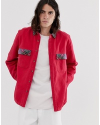 Мужская красная куртка-рубашка от ASOS DESIGN