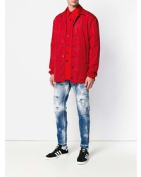 Мужская красная куртка-рубашка от DSQUARED2