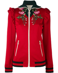 Женская красная куртка с вышивкой от Gucci