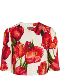 Женская красная куртка с цветочным принтом от Dolce & Gabbana