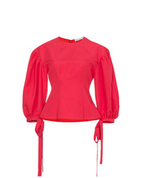 Красная льняная блузка с длинным рукавом от Rejina Pyo