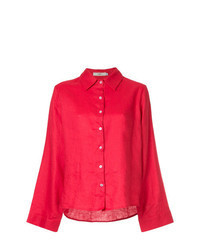 Красная льняная классическая рубашка