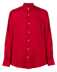 Мужская красная льняная рубашка с длинным рукавом от Aspesi
