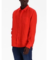 Мужская красная льняная рубашка с длинным рукавом от Vilebrequin