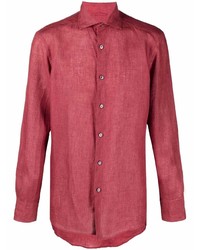 Мужская красная льняная рубашка с длинным рукавом от Ermenegildo Zegna